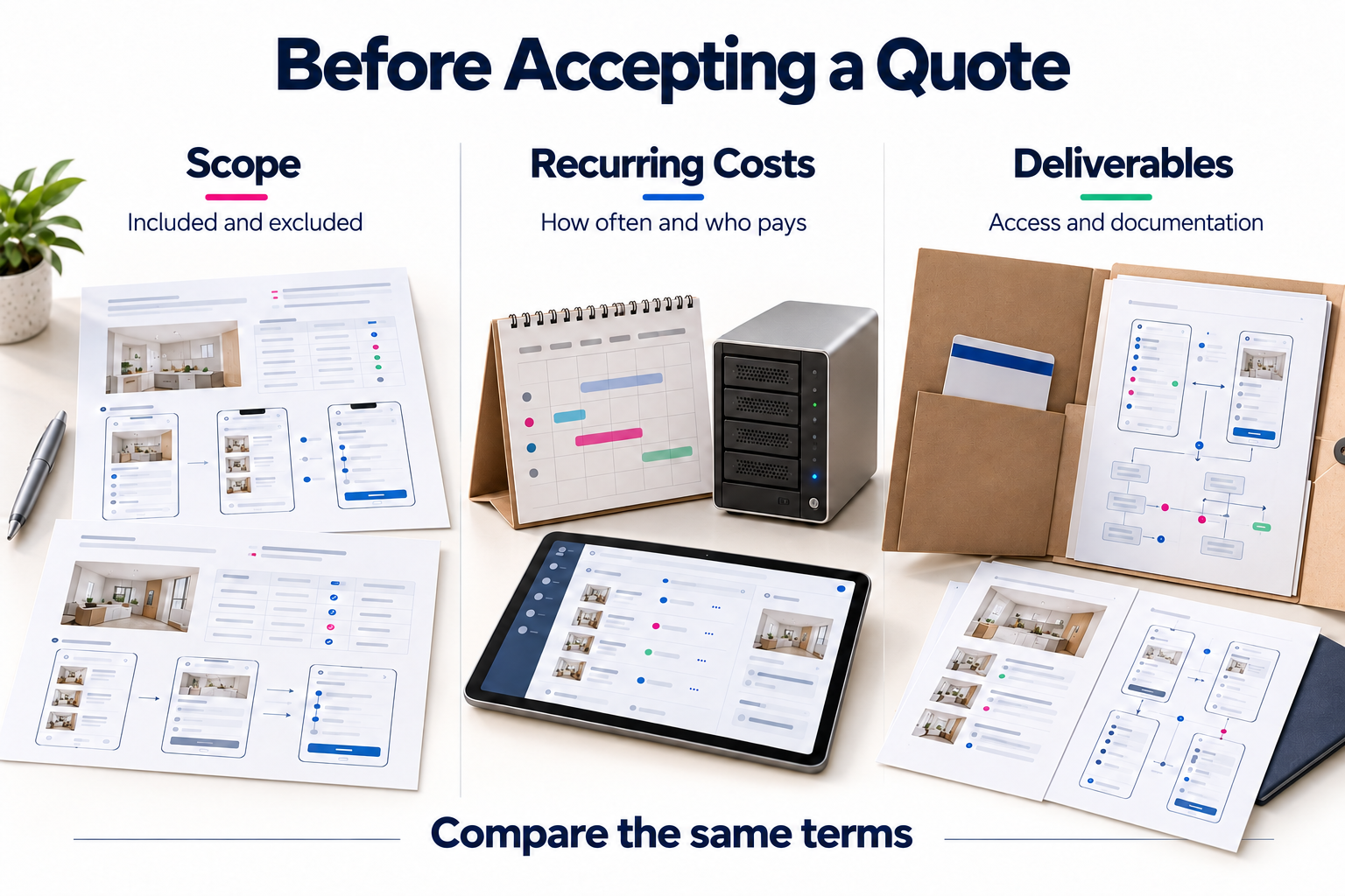 Check scope, recurring costs, and deliverables before accepting an app development quote.
