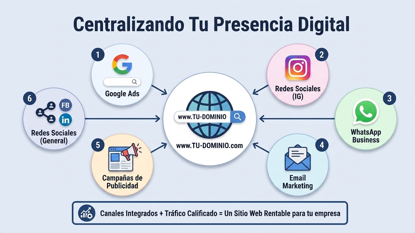 presencia digital para empresas con página web redes sociales y WhatsApp