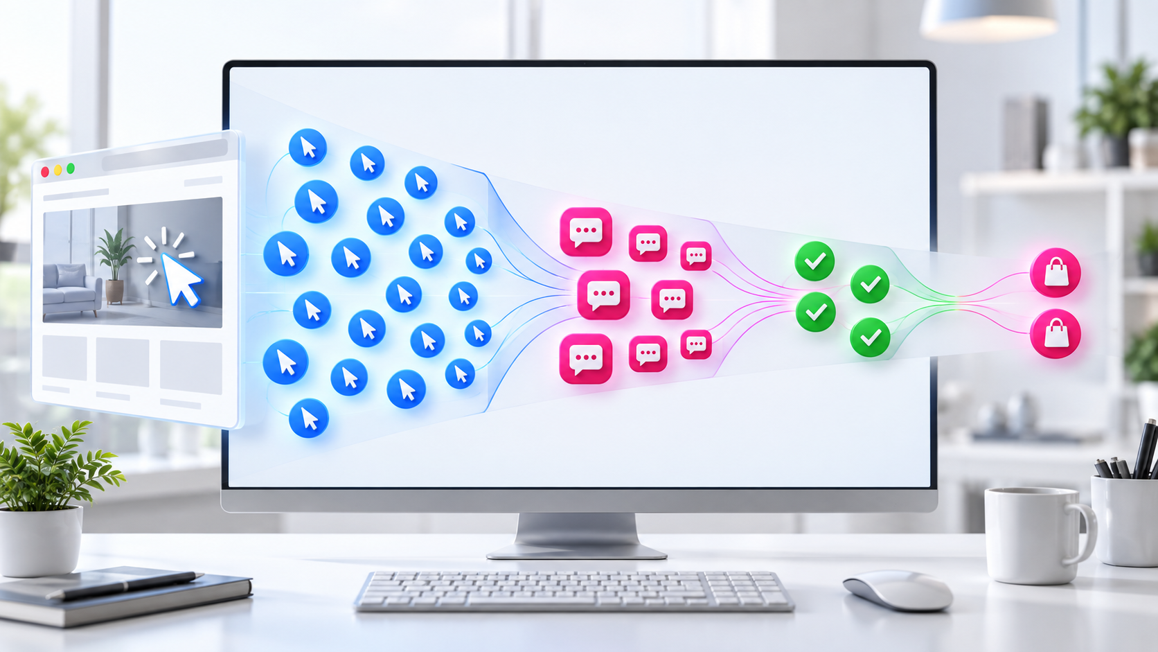 Tracking website clicks, qualified WhatsApp leads, and completed sales.