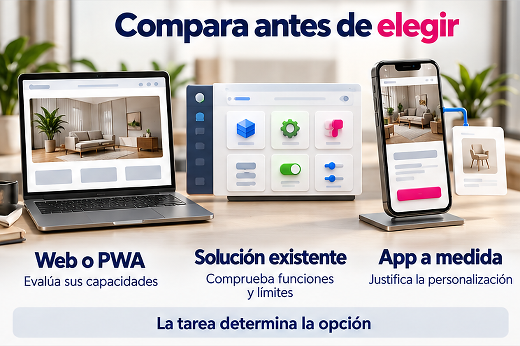 Tres alternativas digitales que deben compararse según las necesidades del negocio.