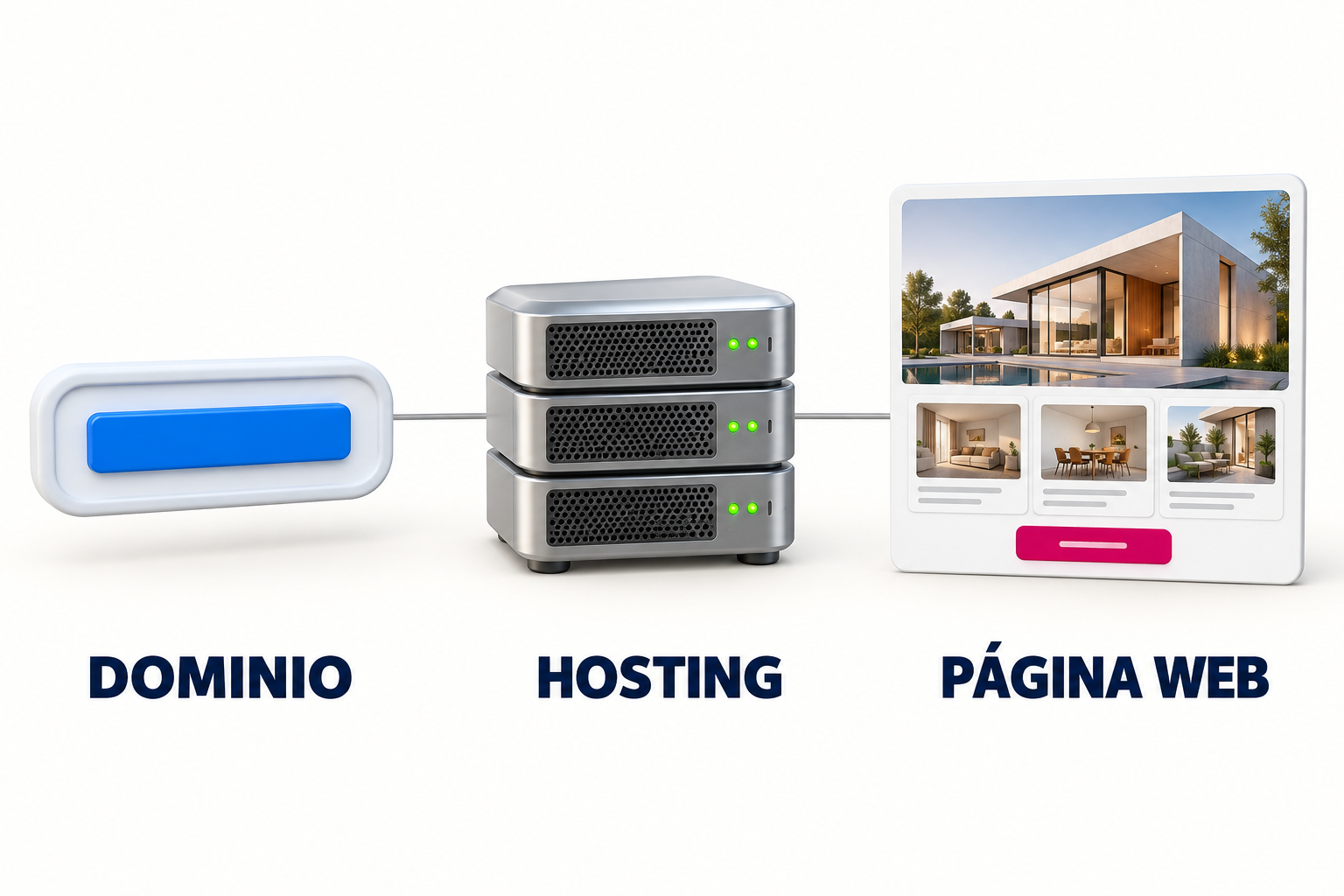 Diferencia entre dominio, hosting y página web de una empresa.