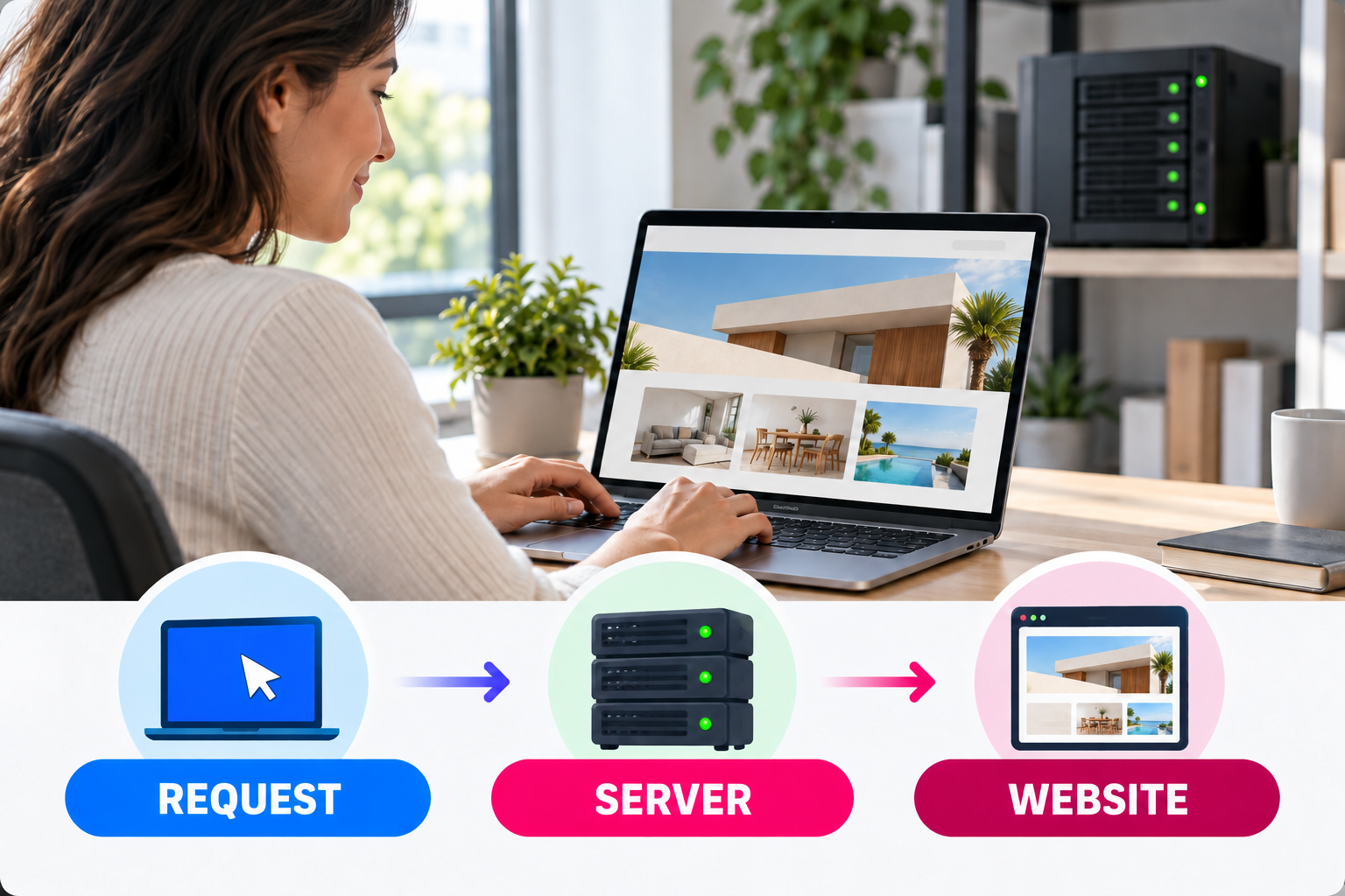 Business website operating through a web hosting service.